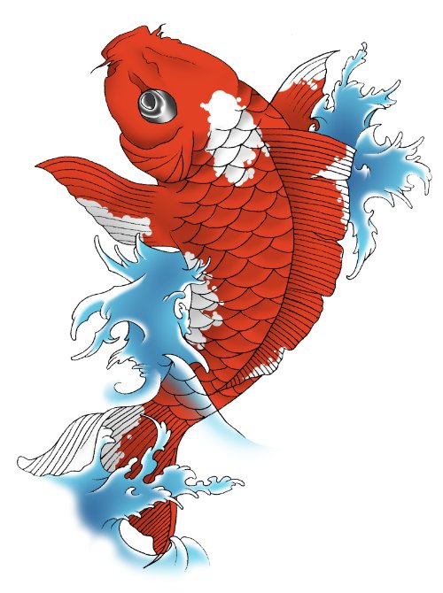 Red Carp Fish Tattoo Design